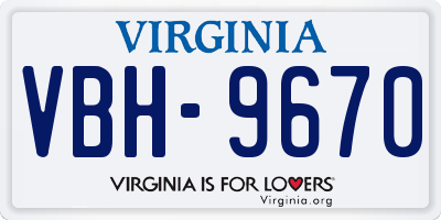 VA license plate VBH9670