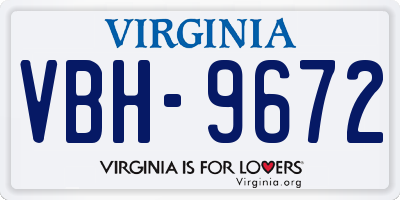 VA license plate VBH9672