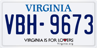 VA license plate VBH9673