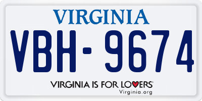 VA license plate VBH9674