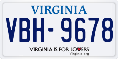 VA license plate VBH9678