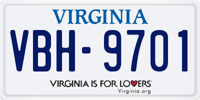 VA license plate VBH9701