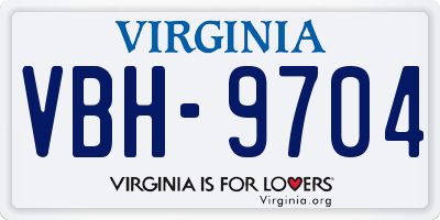 VA license plate VBH9704