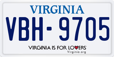 VA license plate VBH9705