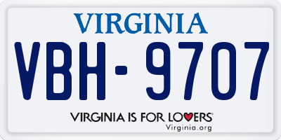 VA license plate VBH9707