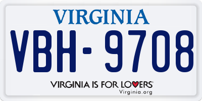 VA license plate VBH9708