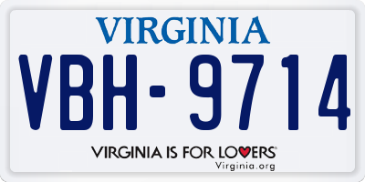 VA license plate VBH9714