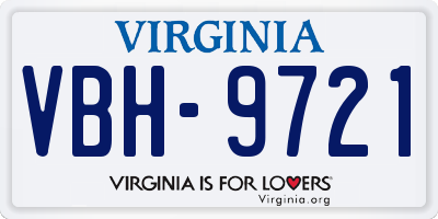 VA license plate VBH9721