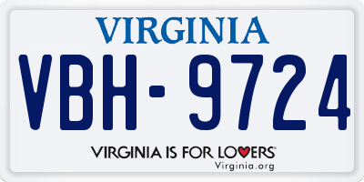 VA license plate VBH9724