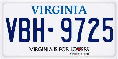 VA license plate VBH9725
