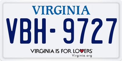 VA license plate VBH9727