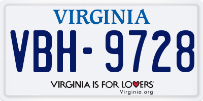 VA license plate VBH9728