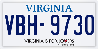 VA license plate VBH9730