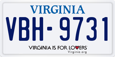 VA license plate VBH9731
