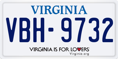VA license plate VBH9732