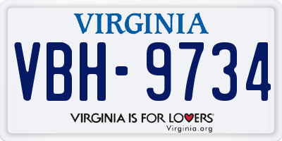 VA license plate VBH9734