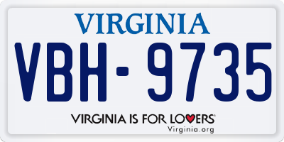 VA license plate VBH9735