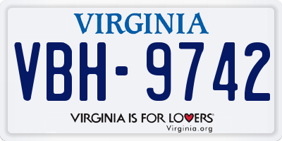 VA license plate VBH9742