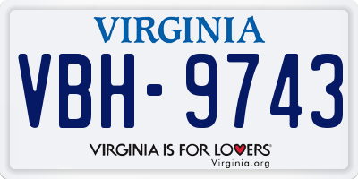 VA license plate VBH9743
