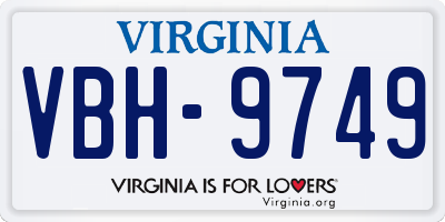 VA license plate VBH9749