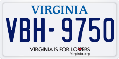 VA license plate VBH9750