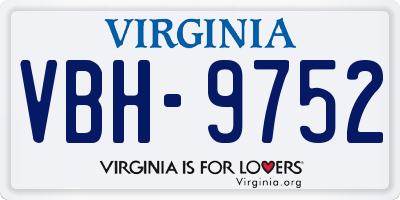 VA license plate VBH9752