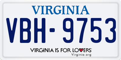 VA license plate VBH9753