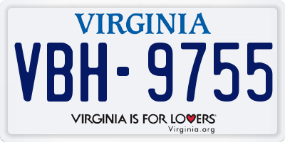 VA license plate VBH9755