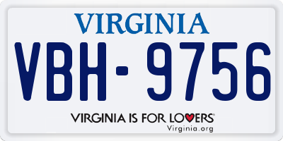VA license plate VBH9756