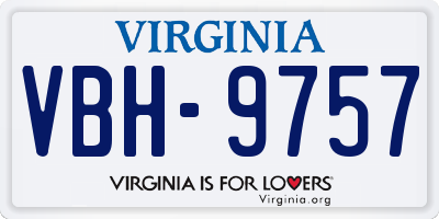 VA license plate VBH9757