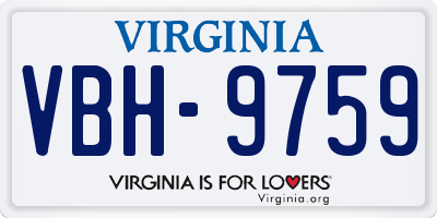 VA license plate VBH9759