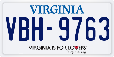 VA license plate VBH9763