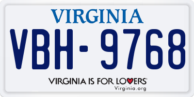 VA license plate VBH9768