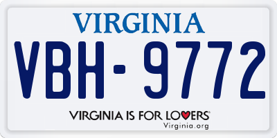 VA license plate VBH9772