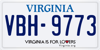 VA license plate VBH9773