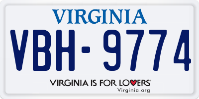 VA license plate VBH9774