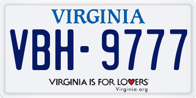 VA license plate VBH9777