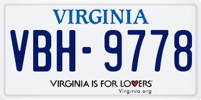 VA license plate VBH9778