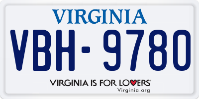 VA license plate VBH9780