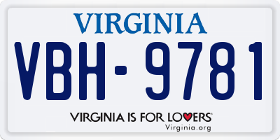 VA license plate VBH9781