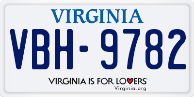 VA license plate VBH9782