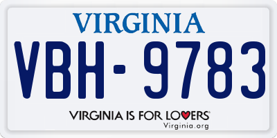 VA license plate VBH9783