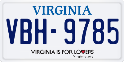 VA license plate VBH9785