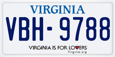 VA license plate VBH9788