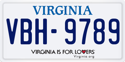 VA license plate VBH9789