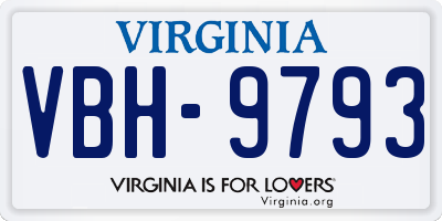 VA license plate VBH9793
