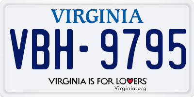 VA license plate VBH9795