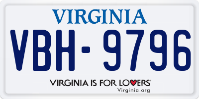 VA license plate VBH9796