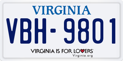 VA license plate VBH9801