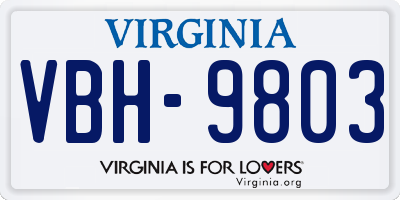 VA license plate VBH9803